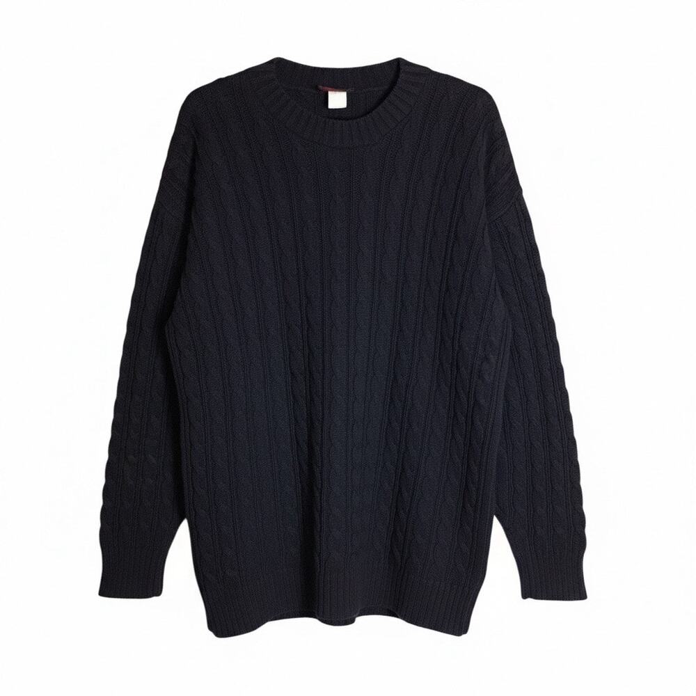Sunbelt Sportswear Women Vintage Cable knit oversized Black Sweater One Size EUC